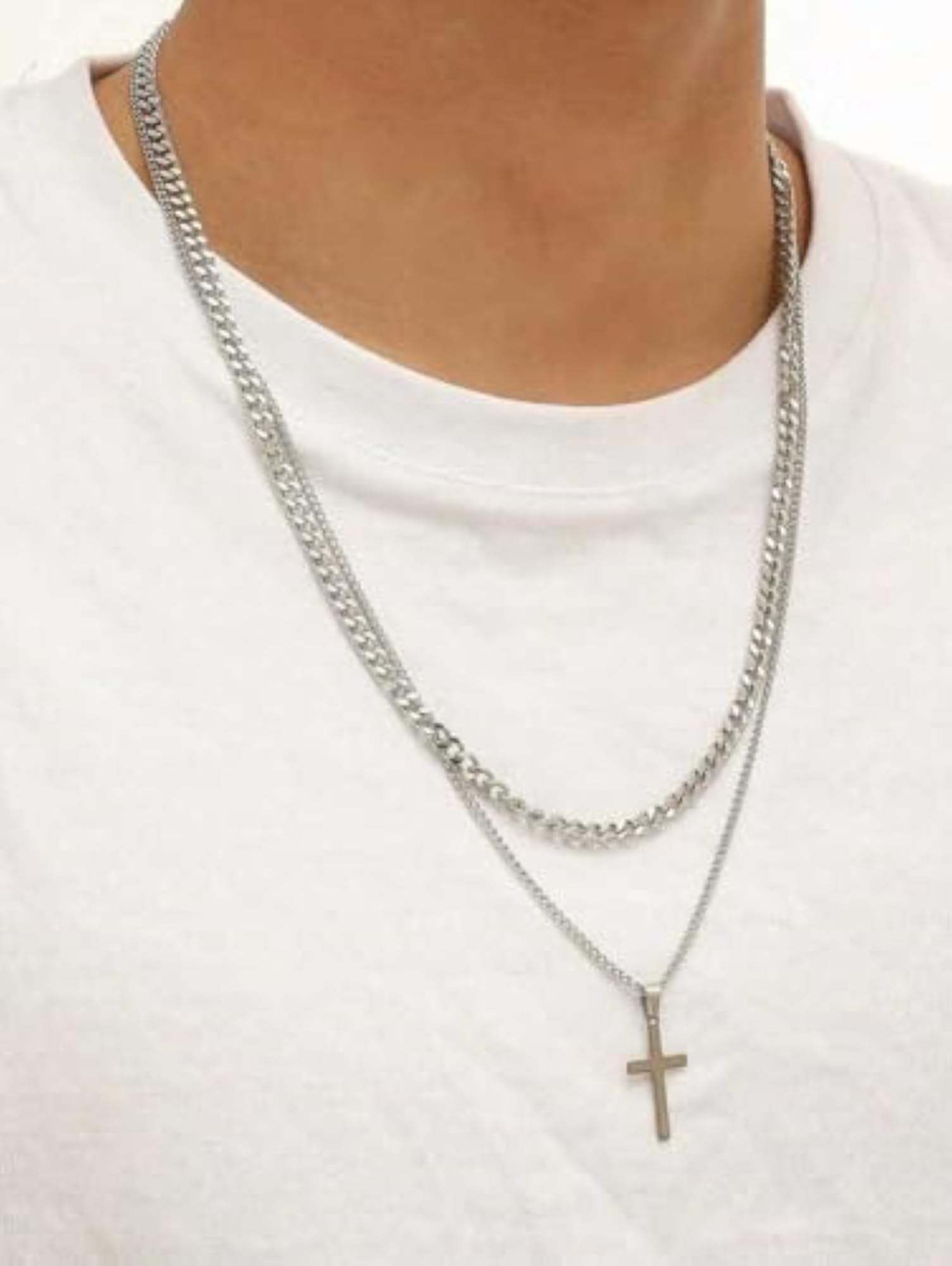 Bling Queen Double Layered Cross Necklaces with Pendant
